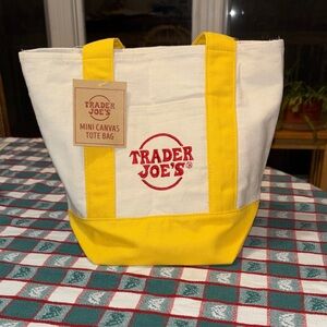 Trader Joe's Yellow and Cream Mini Tote Bag